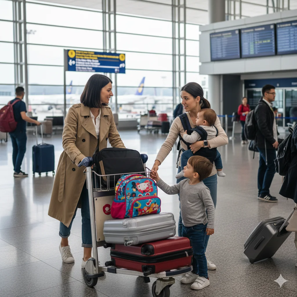 Traveler receiving airport assistance